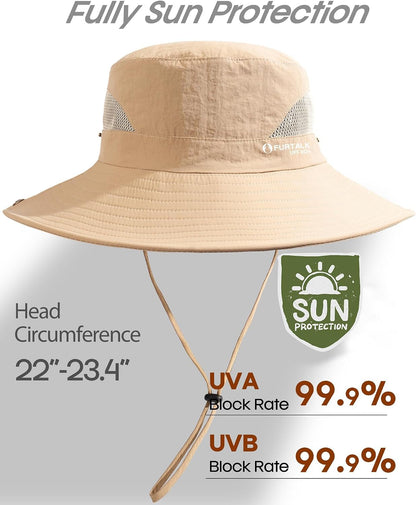 FURTALK Mens Bucket Sun Hat UPF 80+ Wide Brim Hiking Fishing Beach Outdoor Hats