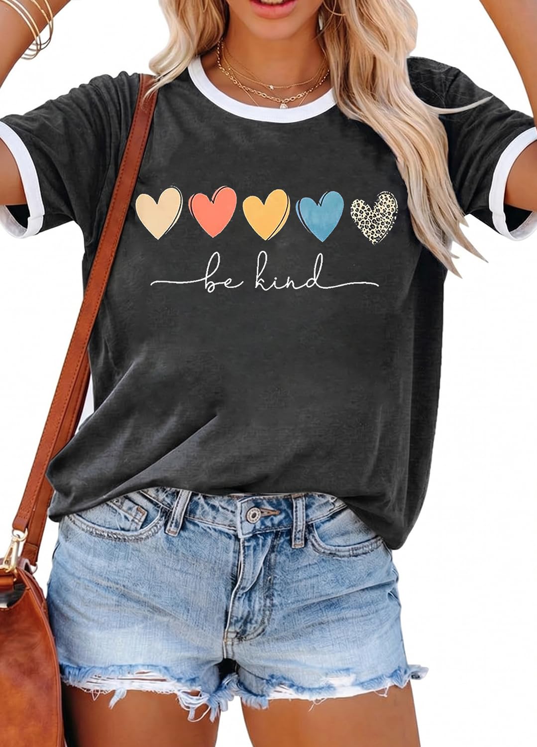 YEXIPO Graphic Tees for Women Short Sleeve Summer Tops Funny Letter Printed Loose Casual T Shirts