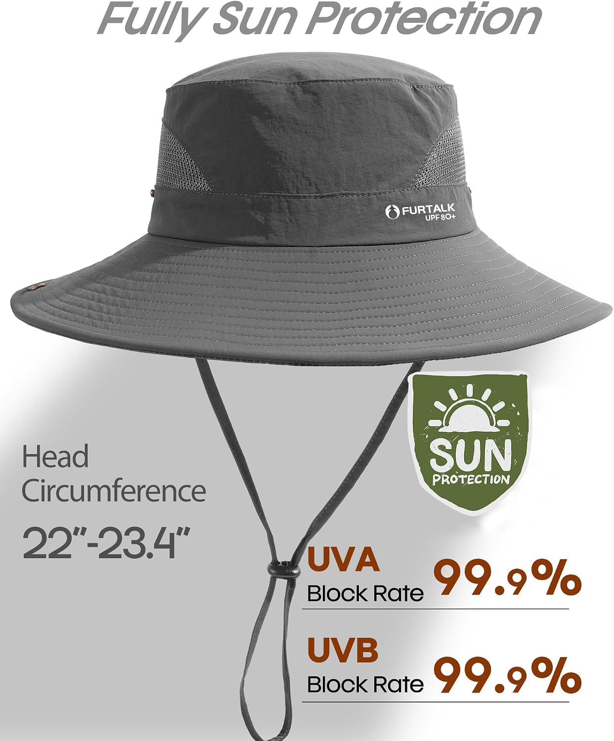 FURTALK Mens Bucket Sun Hat UPF 80+ Wide Brim Hiking Fishing Beach Outdoor Hats