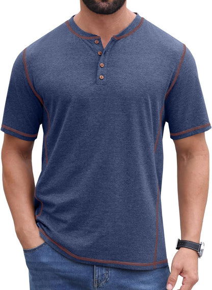 Sailwind Mens Henley Shirts Casual Lightweight Summer T-Shirt Cotton Maverick Short Sleeve