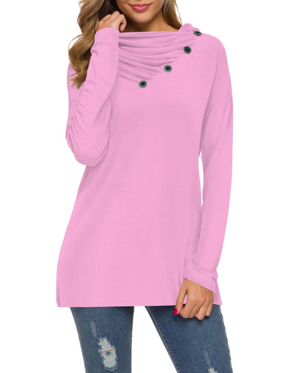 WEACZZY Women's Long Sleeve Shirts Button Cowl Neck Casual Loose Tunic Tops Blouse Dressy Fashion 2026