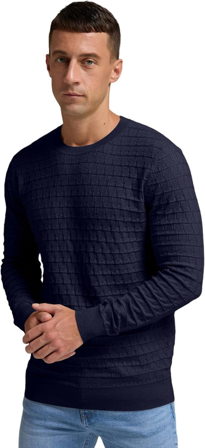 Sailwind Men's Crewneck Cable Knit Sweater Casual Textured Long-Sleeve Pullover Shirts