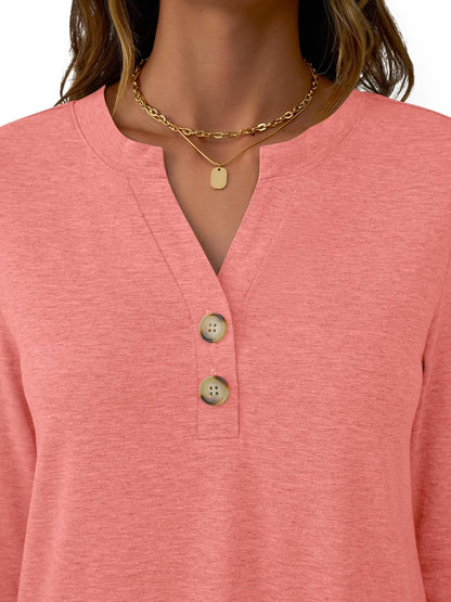GKBK Womens Long Sleeve Tops Fall Clothing V Neck Casual Shirts Button Dressy Trendy Blouses Loose Fit Tunic