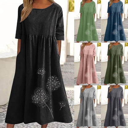 fartey Tshirt Dress for Women 2026 Casual Plus Size Summer Midi Dress Boho Floral Print Loose Flowy Long Dresses with Pockets