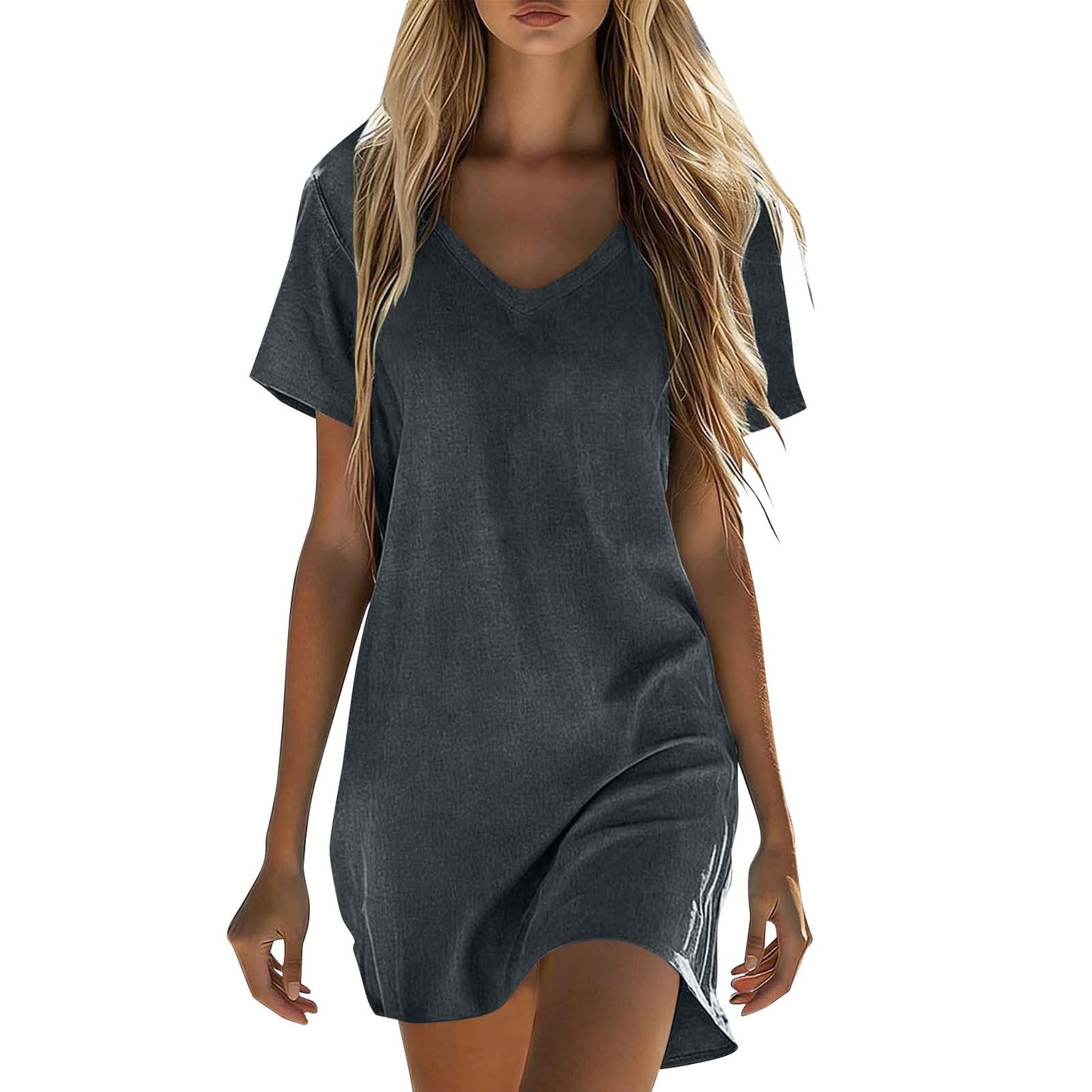 Summer Dresses for Women 2026 Linen Tshirt Dress Casual Beach Vacation Outfits Cotton Boho Short Sleeve Sundresses