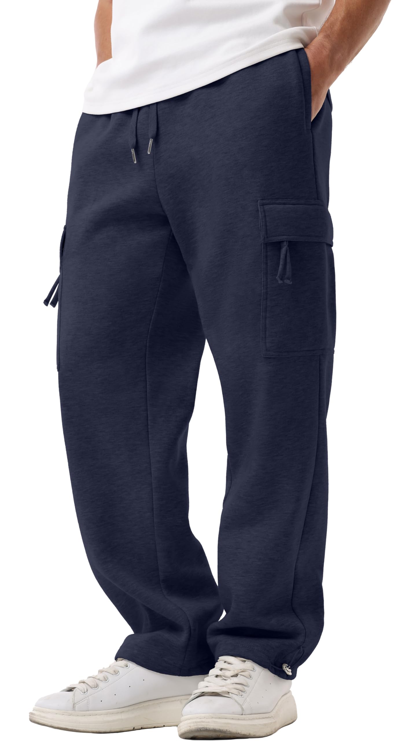Sailwind Men's Fleece Cargo Sweatpants Casual Loose Fit Heavyweight Pants with Pockets