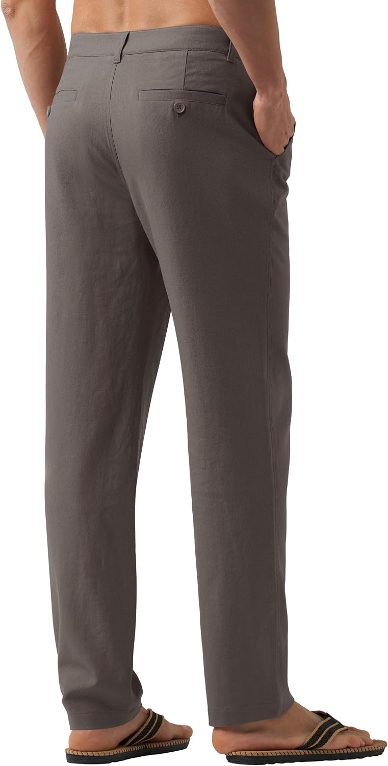 Willit Men's Linen Pants Casual Linen Dress Pants Drawstring Beach Summer Lightweight Trousers 29" 30" 32"