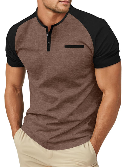 Sailwind Men's Cotton Henley Short Sleeve Casual T-Shirts with Pocket