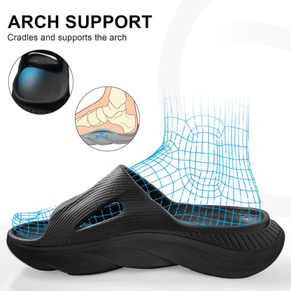 Recovery Slides for Men and Women - Orthopedic Sandals with Arch Support & Thick Cushion, Plantar Fasciitis Slippers, Lightweight Non-Slip Slides for Post-Workout Recovery