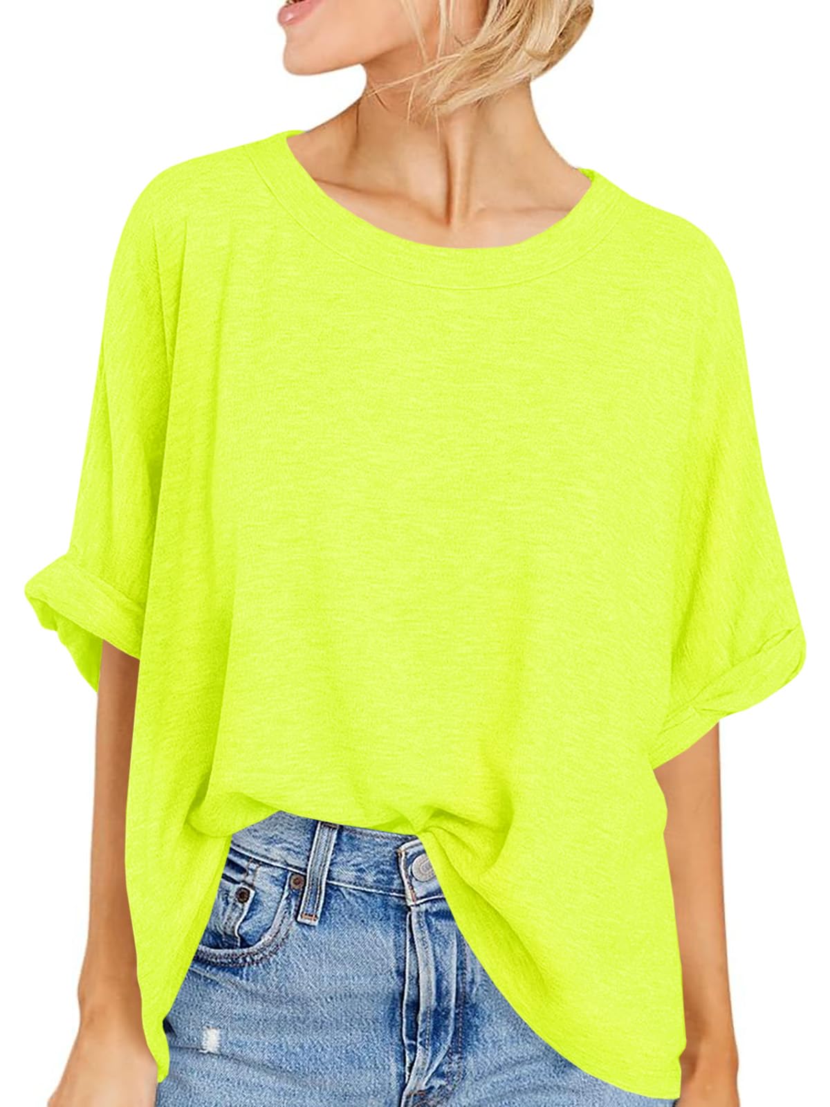 Women Oversized T-Shirt Summer Casual Short Sleeve Loose Tee Tops