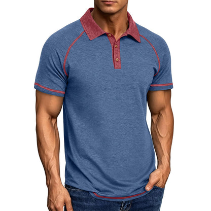 Mens Cotton Polo Shirts Short Sleeve Raglan Collared Casual Summer Fashion Spread Collar Golf Shirts