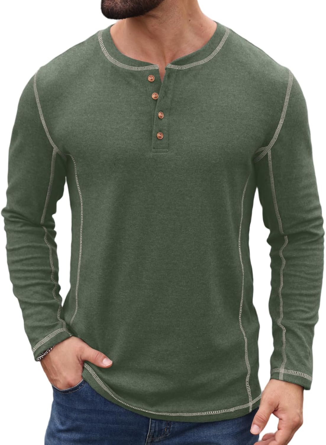 Sailwind Men's Henley Shirts Long Sleeve Button T-Shirt Casual Stylish Pullover Shirt