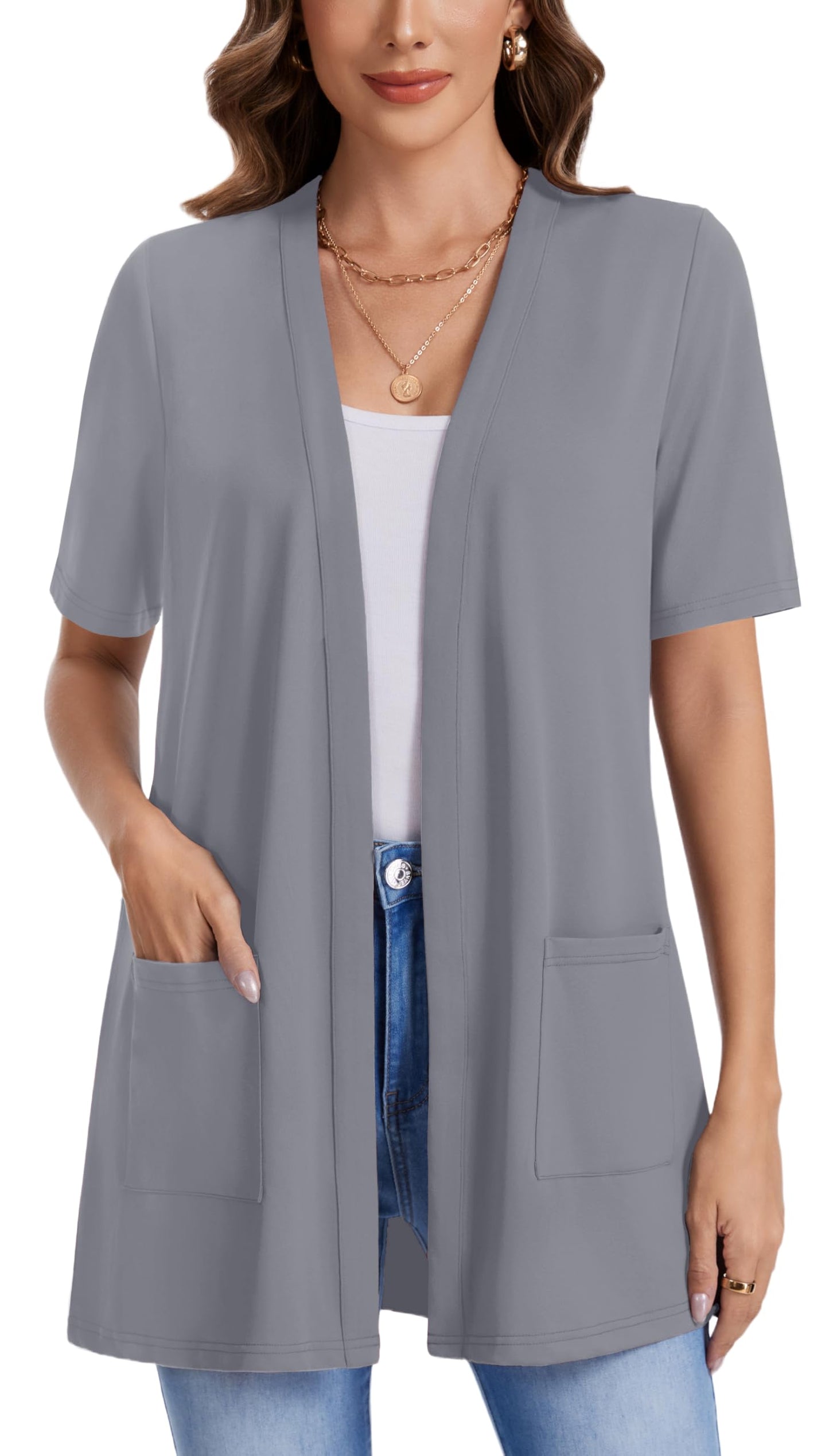WEACZZY Womens Casual Lightweight Cardigan Open Front Sleeveless Cardigans Open Front Loose Fit Vest with Pockets 2026