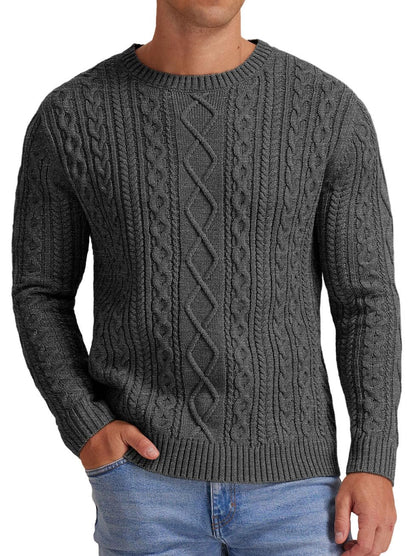 Sailwind Men's Cable Knit Sweater Casual Crewneck Long-Sleeve Fisherman Pullover