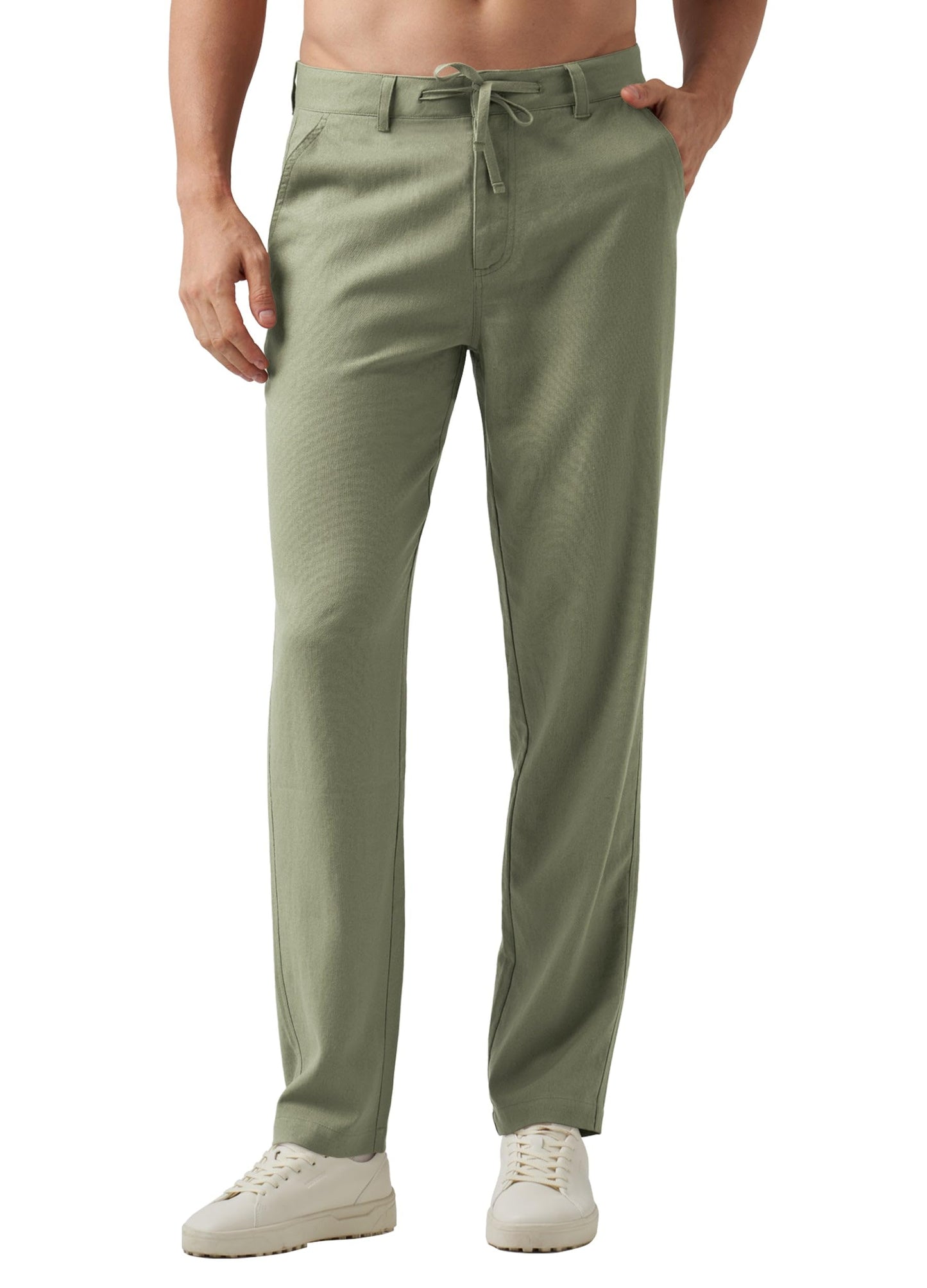 Willit Men's Linen Pants Casual Linen Dress Pants Drawstring Beach Summer Lightweight Trousers 29" 30" 32"