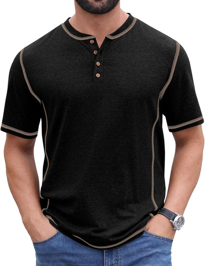 Sailwind Mens Henley Shirts Casual Lightweight Summer T-Shirt Cotton Maverick Short Sleeve