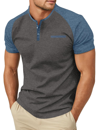 Sailwind Men's Cotton Henley Short Sleeve Casual T-Shirts with Pocket
