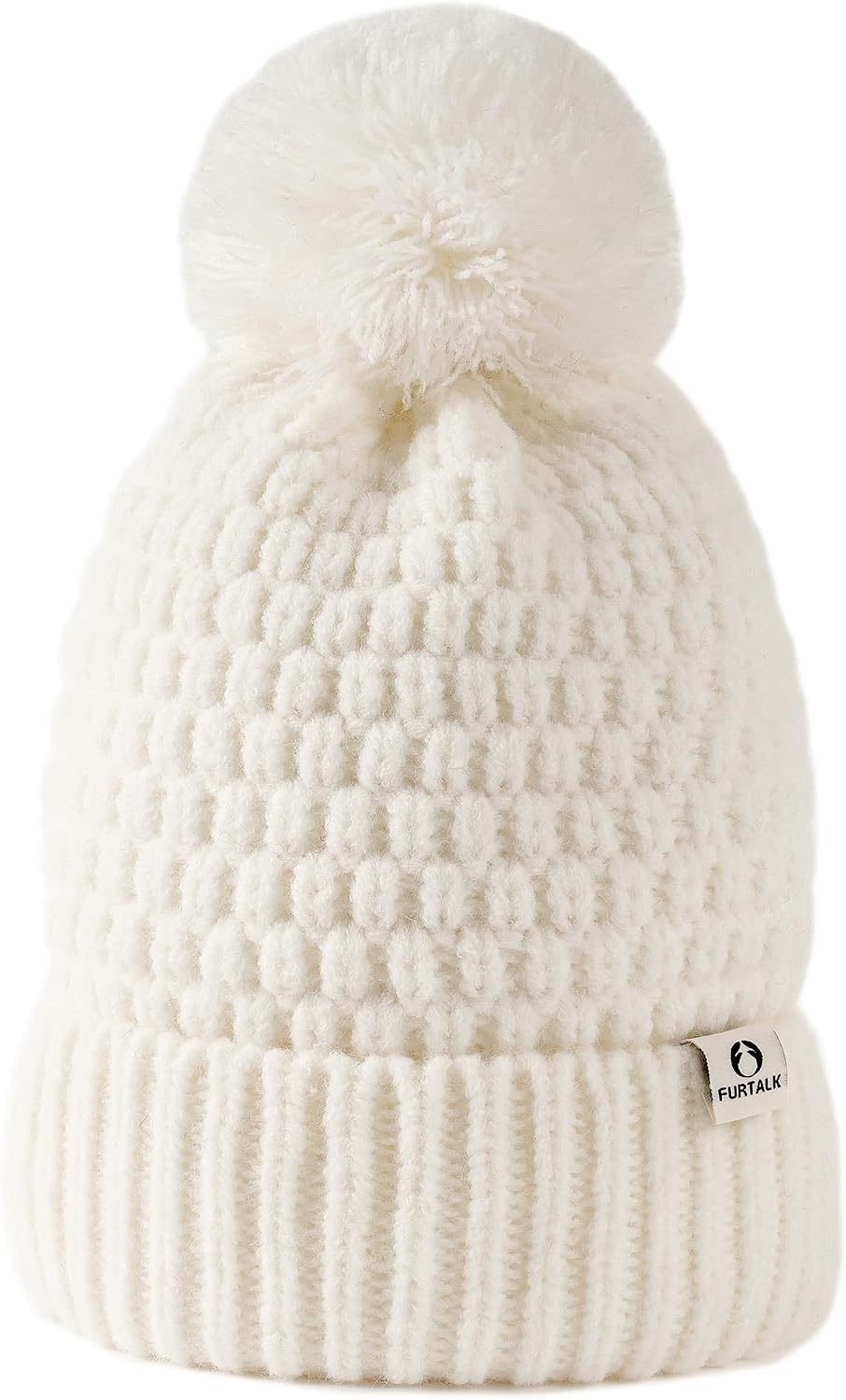 FURTALK Womens Winter Beanie Hat with Knitted Pom Pom Warm Fleece Lined Knit Soft Skull Cap for Women