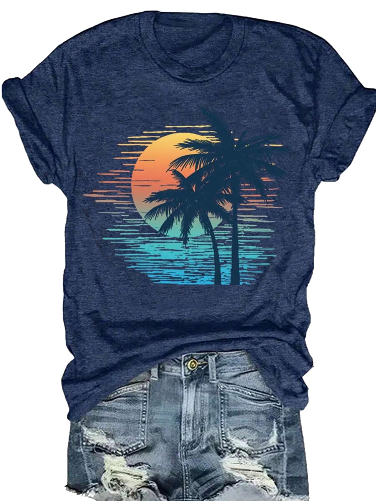 Women's Vintage Floral T Shirt Boho Wildflower Graphic Loose Tees Short Sleeve Casual Tops