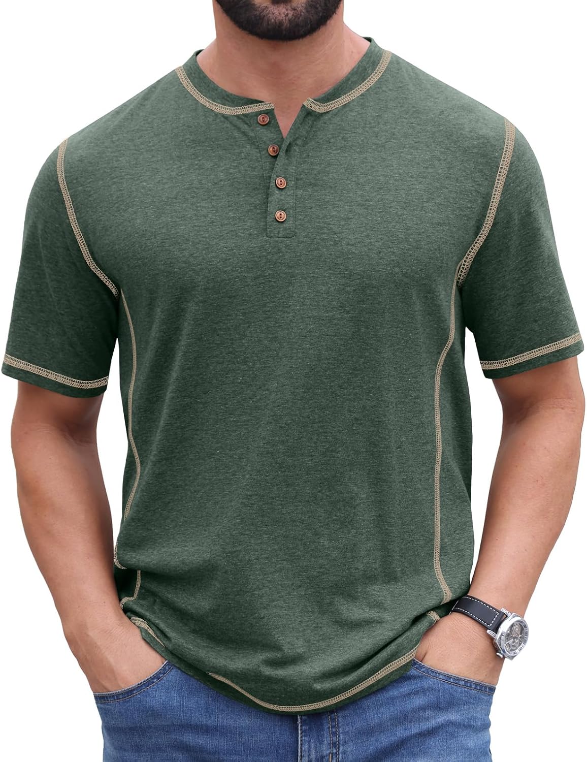 Sailwind Mens Henley Shirts Casual Lightweight Summer T-Shirt Cotton Maverick Short Sleeve
