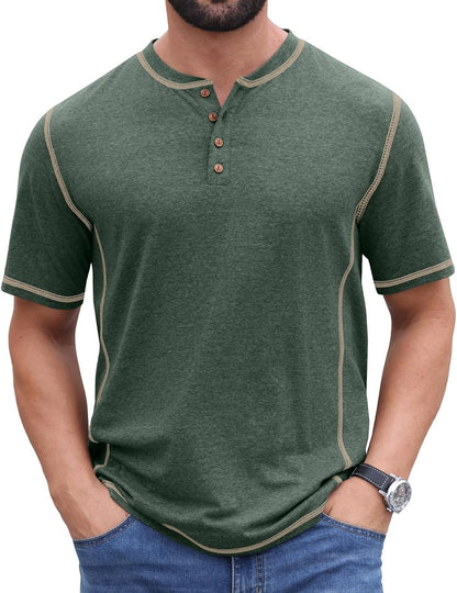 Sailwind Mens Henley Shirts Casual Lightweight Summer T-Shirt Cotton Maverick Short Sleeve
