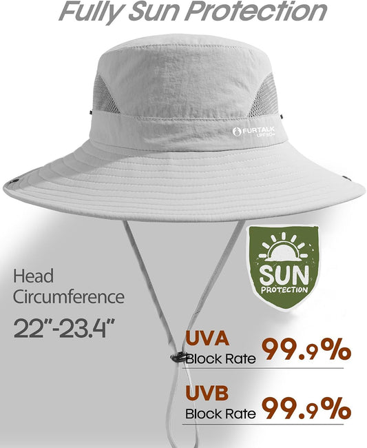 FURTALK Mens Bucket Sun Hat UPF 80+ Wide Brim Hiking Fishing Beach Outdoor Hats