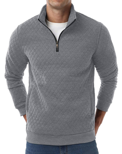 Sailwind Mens Quarter Zip Sweatshirt Long Sleeve Quilted Pullover Casual Mock Neck Polo Sweater
