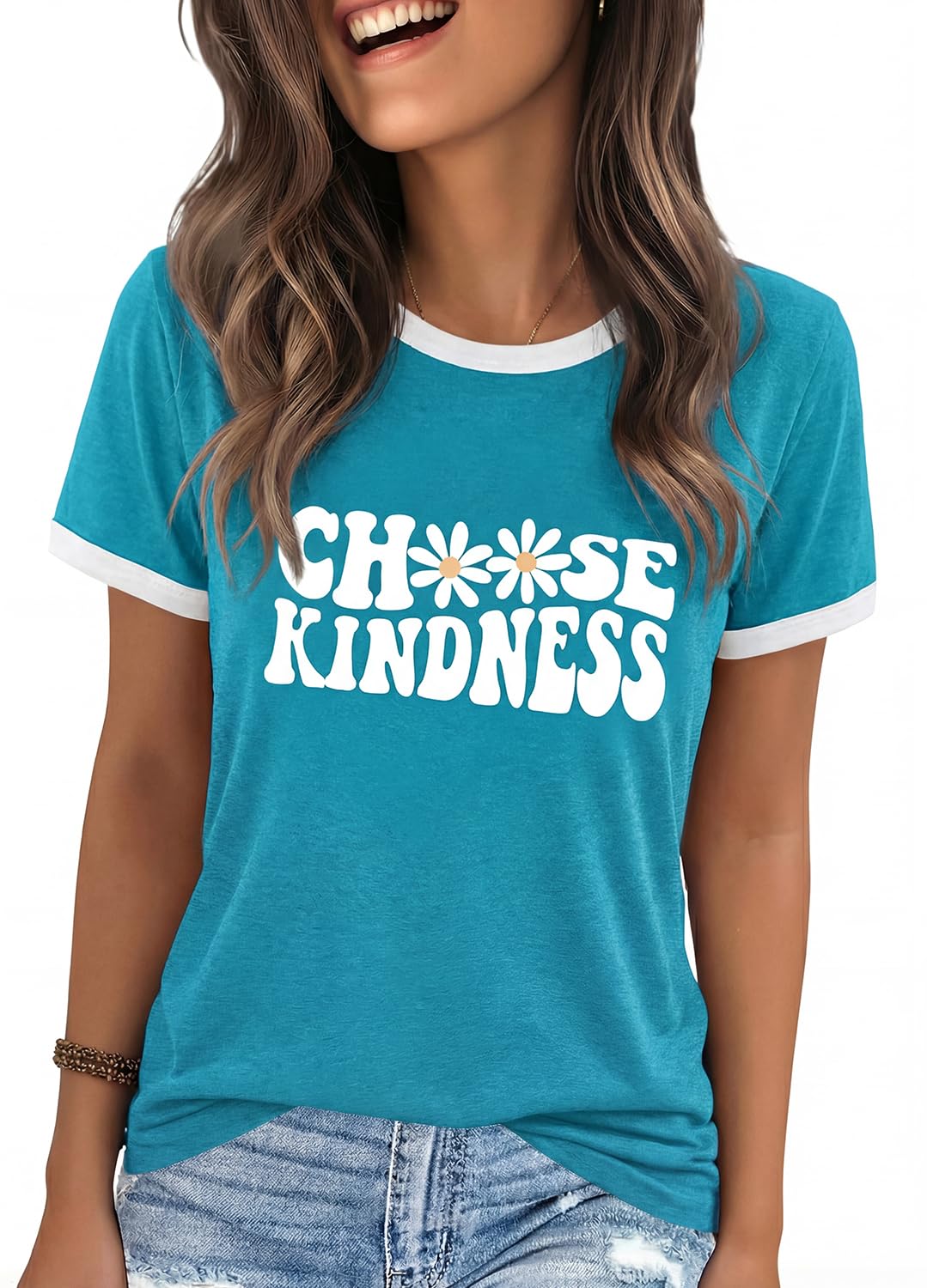 YEXIPO Graphic Tees for Women Short Sleeve Summer Tops Funny Letter Printed Loose Casual T Shirts