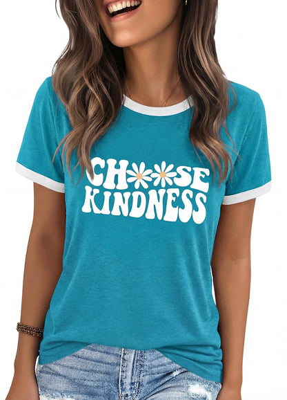 YEXIPO Graphic Tees for Women Short Sleeve Summer Tops Funny Letter Printed Loose Casual T Shirts