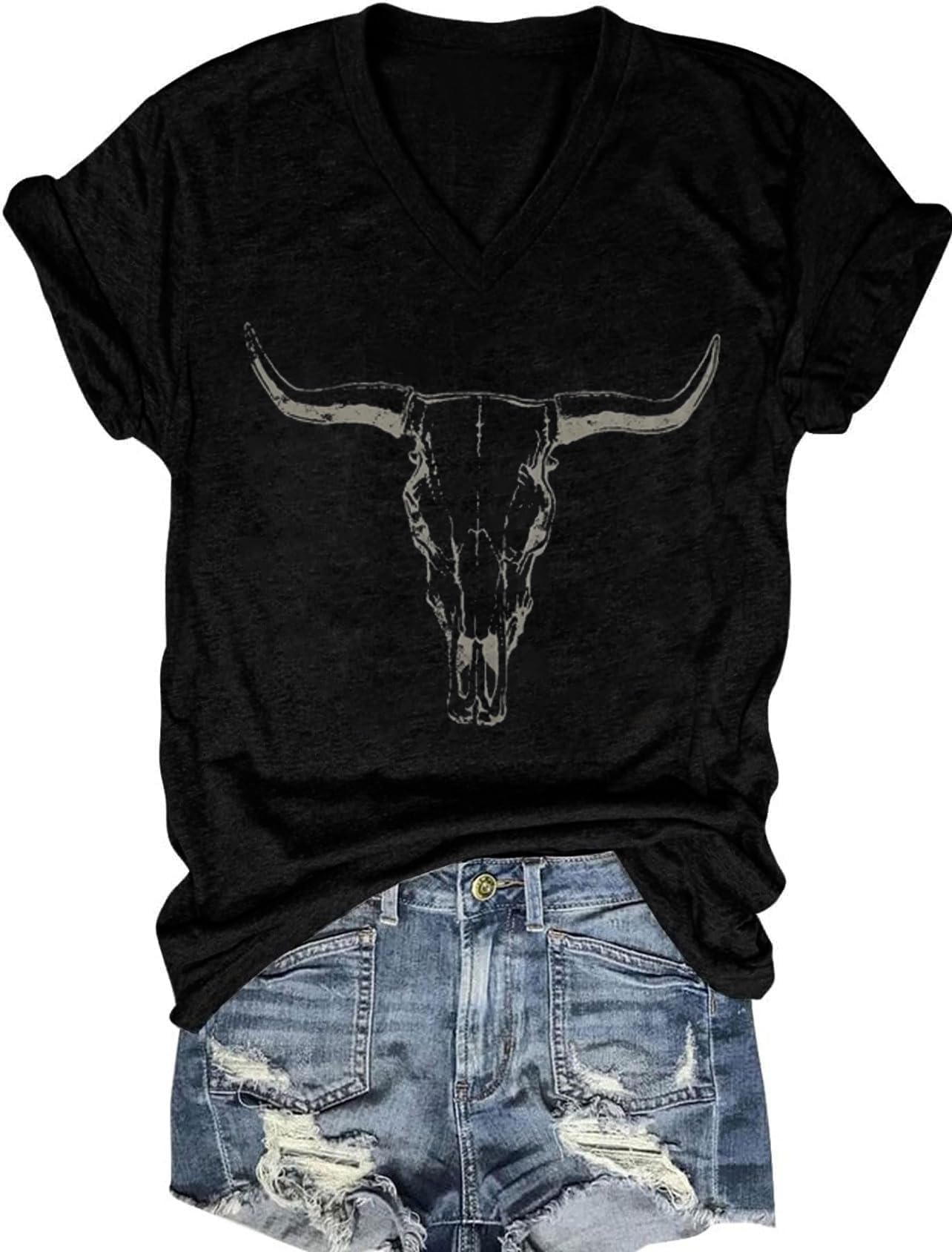 Women's T-Shirts V-Neck Dragonfly Tee Cute Summer Graphic Shirts Vintage Boho Flowers Short Sleeve T Shirt