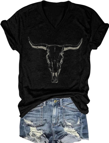 Women's T-Shirts V-Neck Dragonfly Tee Cute Summer Graphic Shirts Vintage Boho Flowers Short Sleeve T Shirt