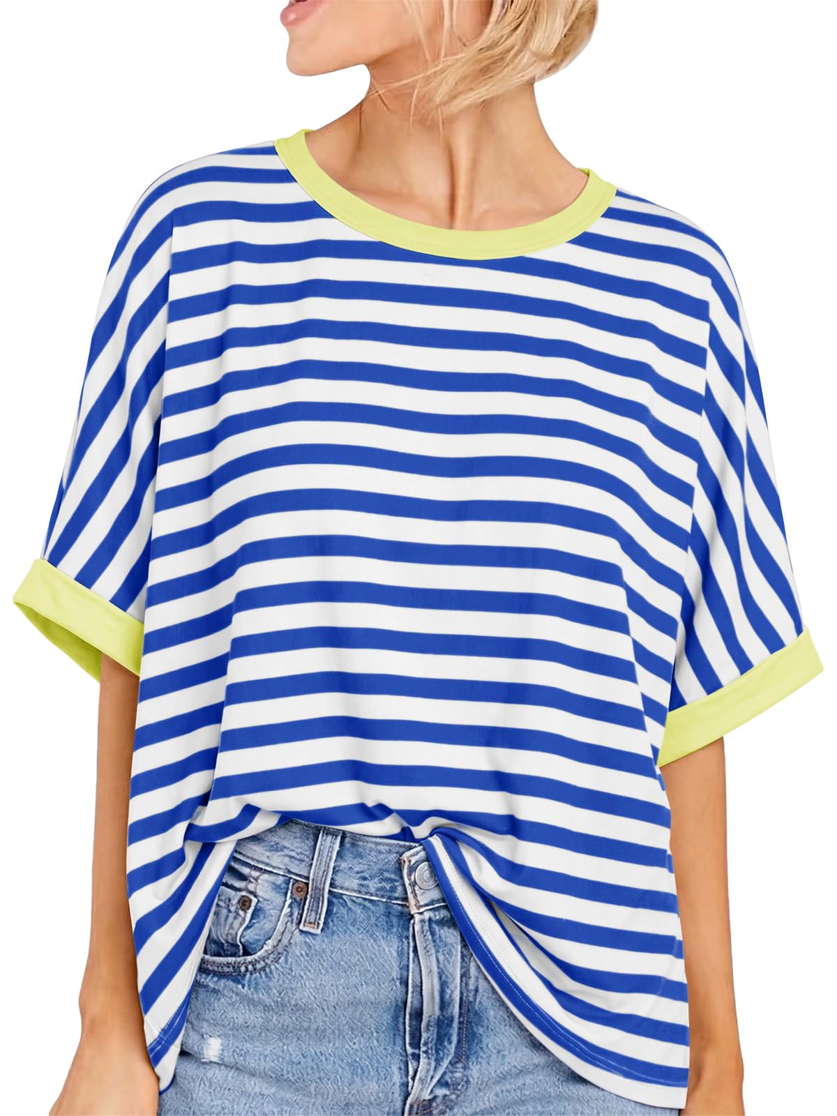Women Oversized T-Shirt Summer Casual Short Sleeve Loose Tee Tops