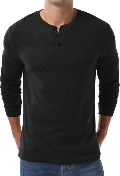 Sailwind Men's Henley Shirts Long Sleeve Casual Classic T-Shirts Button Henley Pullover Tee