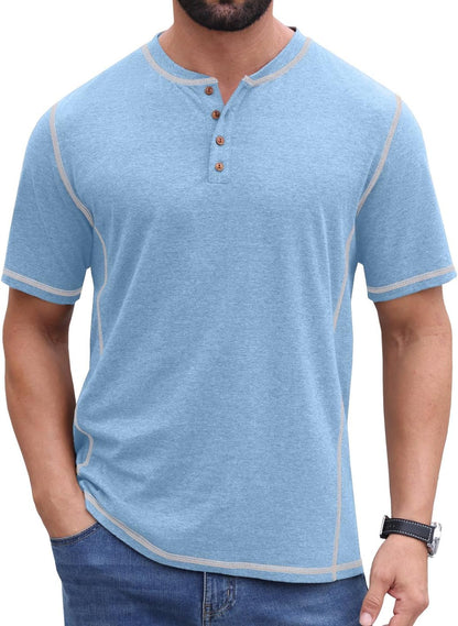Sailwind Mens Henley Shirts Casual Lightweight Summer T-Shirt Cotton Maverick Short Sleeve