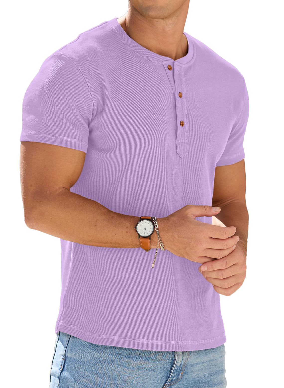 Sailwind Mens Muscle Slim Henley Shirts Short Sleeve Athletic T-Shirts Cotton Summer Button Tees
