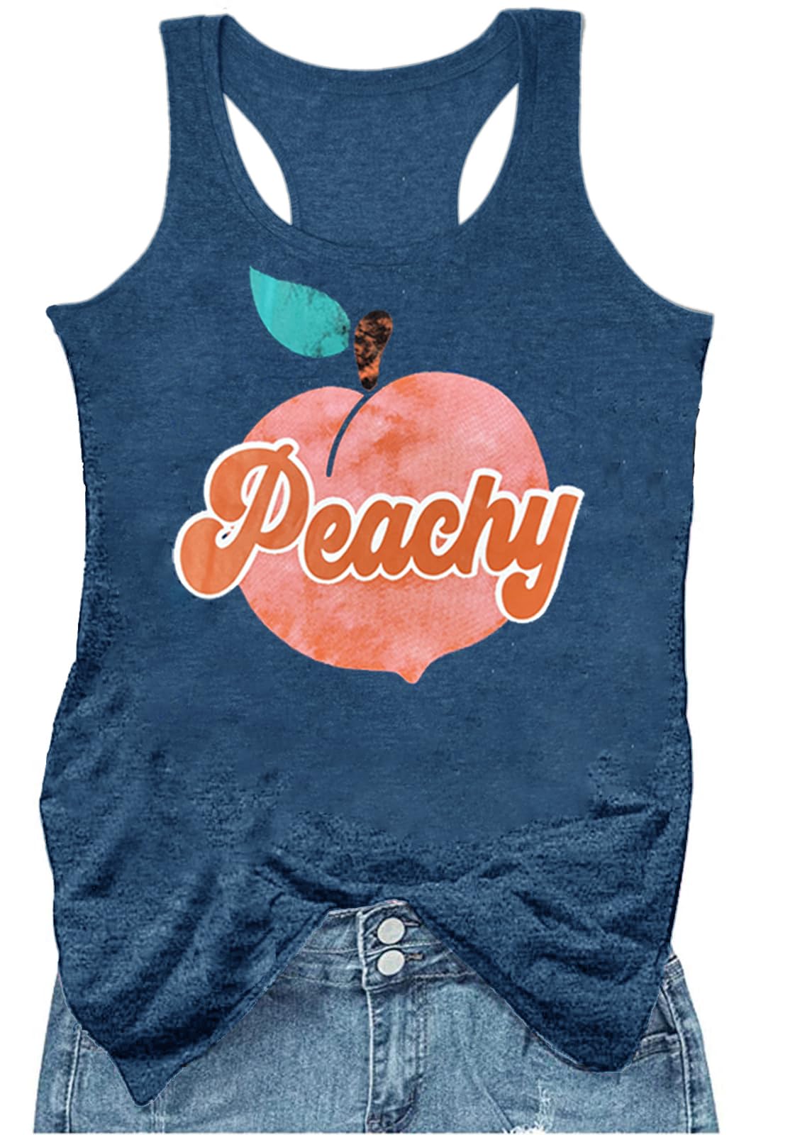 YEXIPO Womens Graphic Tank Tops Racerback Summer Tops Casual Loose Workout Tanks Beach Vacation Sleeveless Shirt Tank Top