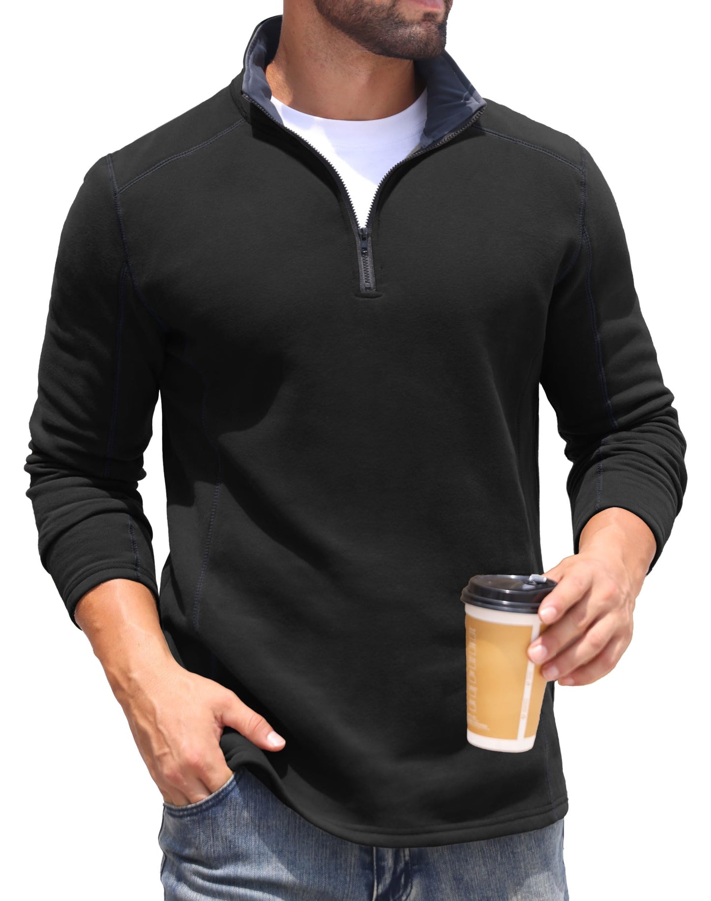 Sailwind Mens Quarter Zip Sweatshirt Fleece Long Sleeve Pullover Casual Mock Neck Polo Sweater