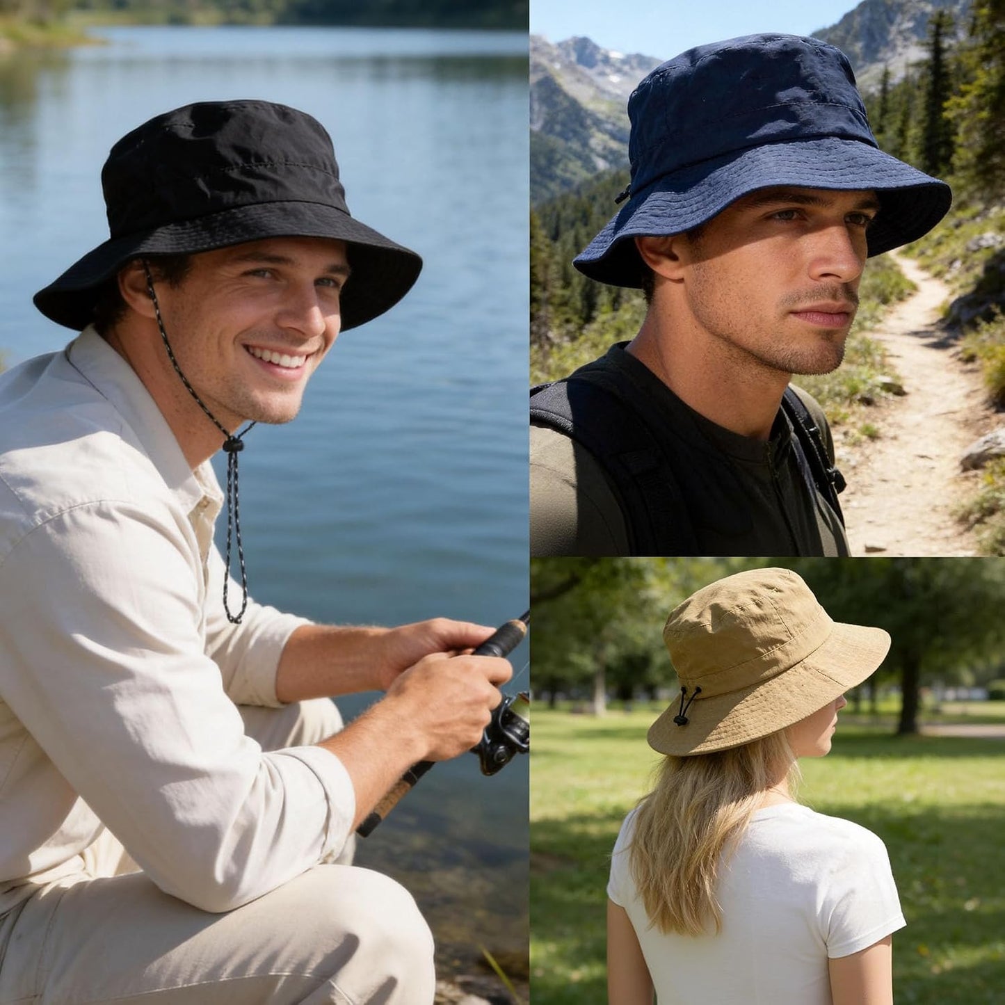 PFFY Packable Sun Bucket Hat for Men Women Outdoor UV Protection Sun Hats Waterproof Lightweight Hiking Outdoor Cap
