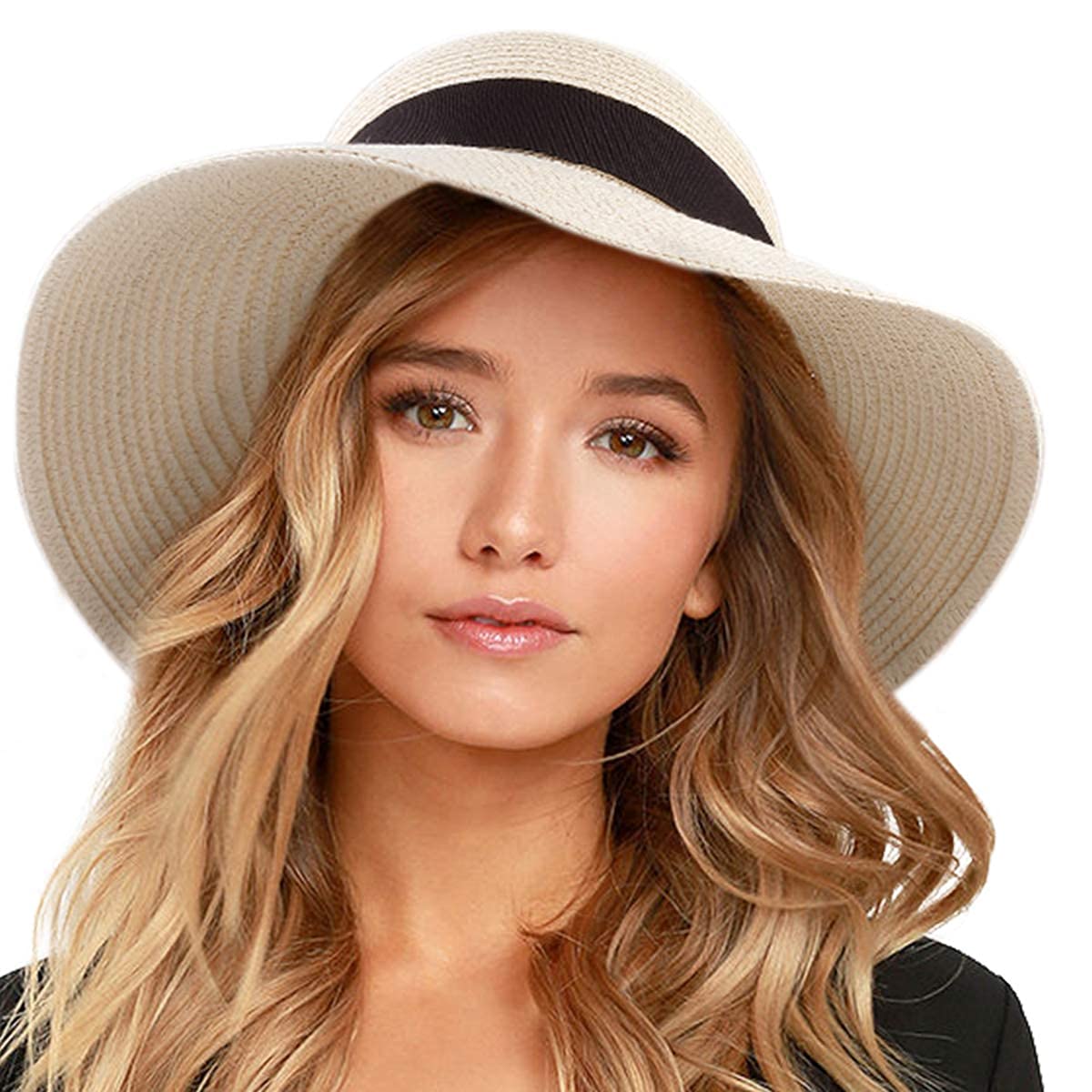 FURTALK Womens Beach Sun Straw Hat UV Protection Travel Packable Foldable Brim Summer UV Hat