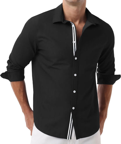Sailwind Men's Casual Button Down Long Sleeve Shirt Untucked Business Dress Shirts