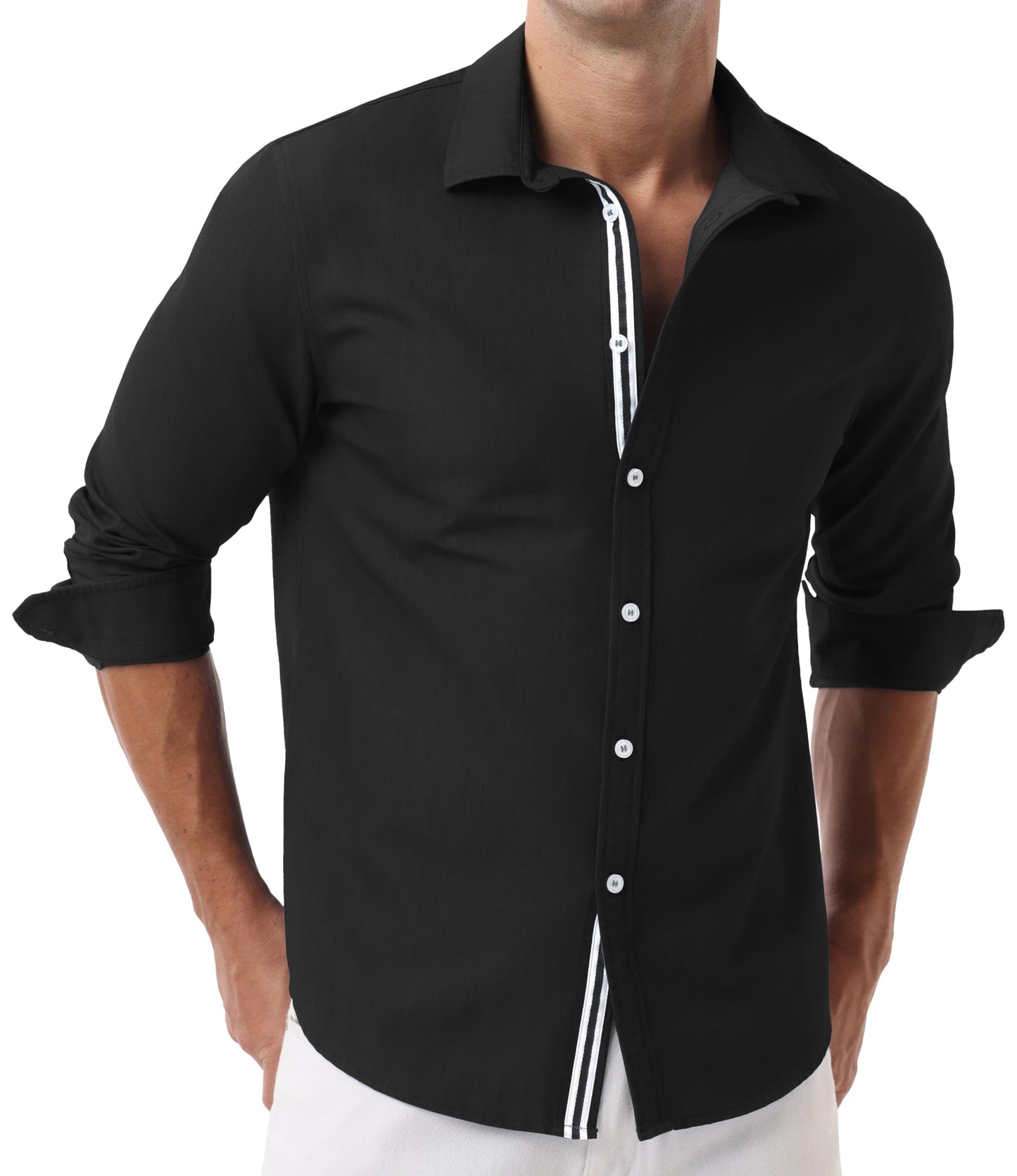 Sailwind Men's Casual Button Down Long Sleeve Shirt Untucked Business Dress Shirts