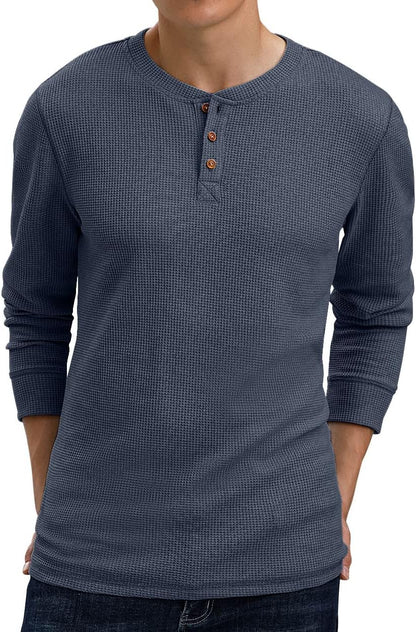 Sailwind Men's Long Sleeve Waffle Henley Casual Henley T-Shirts for Men