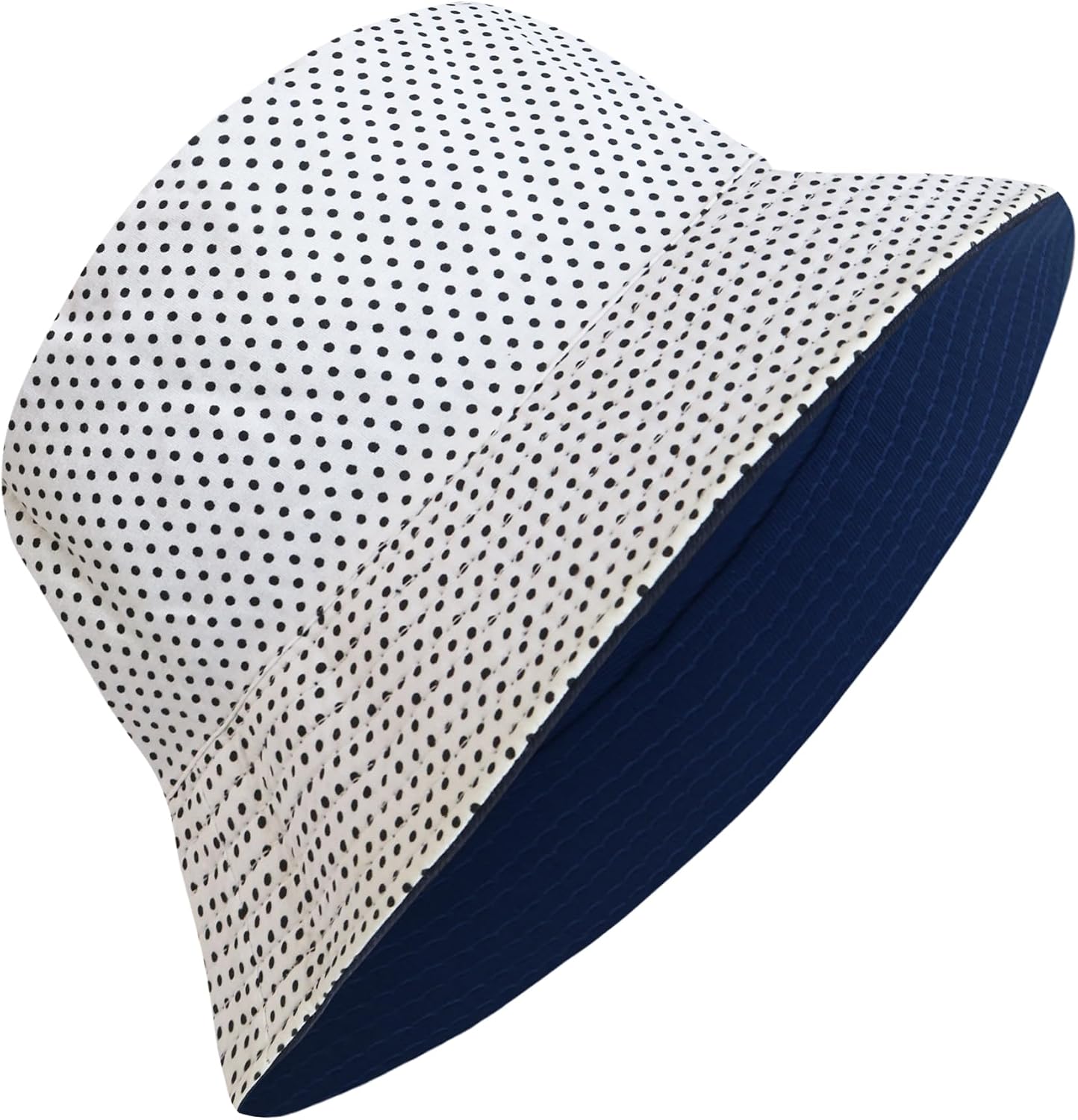 PFFY Reversible Bucket Hat for Women Men Summer Cotton Fishing Sun Beach Cap Blue/Dot