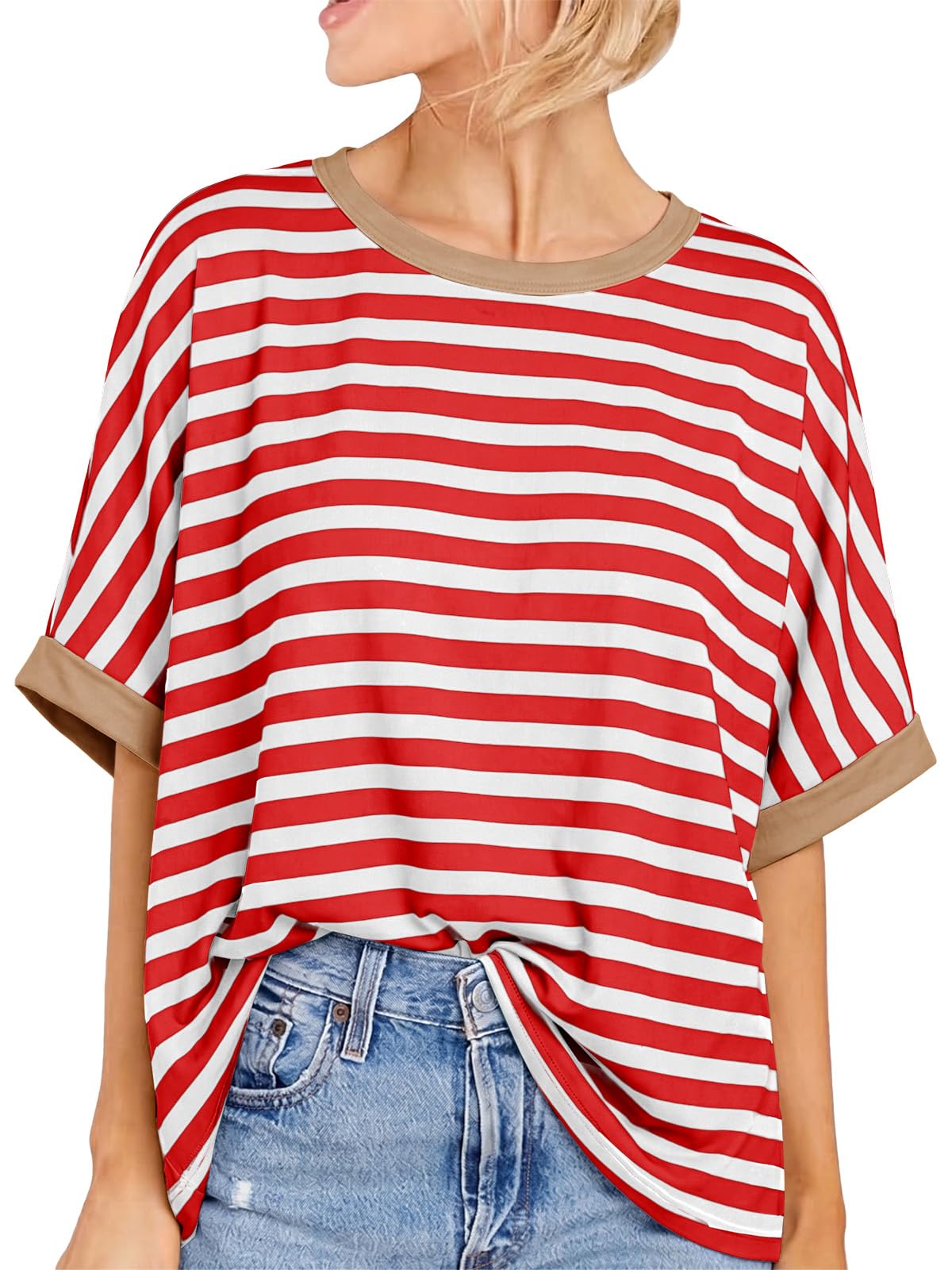 Women Oversized T-Shirt Summer Casual Short Sleeve Loose Tee Tops