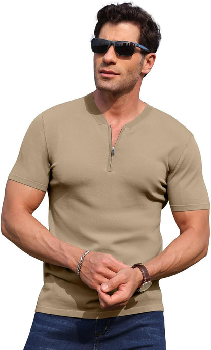 Sailwind Mens Short Sleeve Polo Shirts Quarter-Zip Knit Shirts