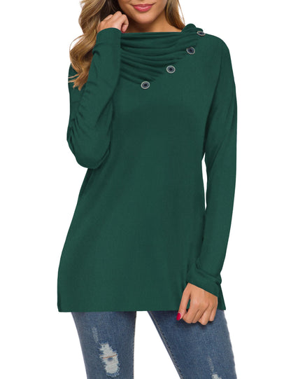 WEACZZY Women's Long Sleeve Shirts Button Cowl Neck Casual Loose Tunic Tops Blouse Dressy Fashion 2026