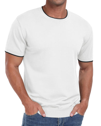 Sailwind Mens T-Shirt Knit Short Sleeve Crew Neck Contrast Trim Knit T-Shirt