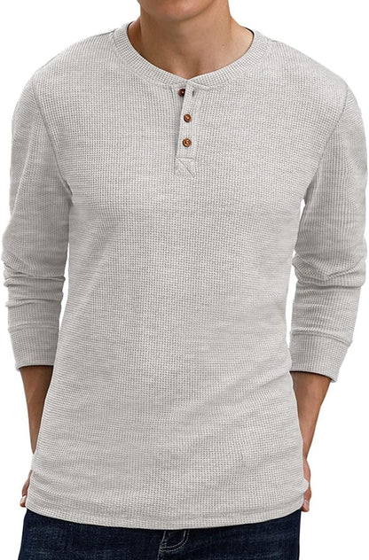 Sailwind Men's Long Sleeve Waffle Henley Casual Henley T-Shirts for Men