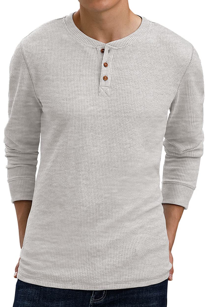 Sailwind Men's Long Sleeve Waffle Henley Casual Henley T-Shirts for Men