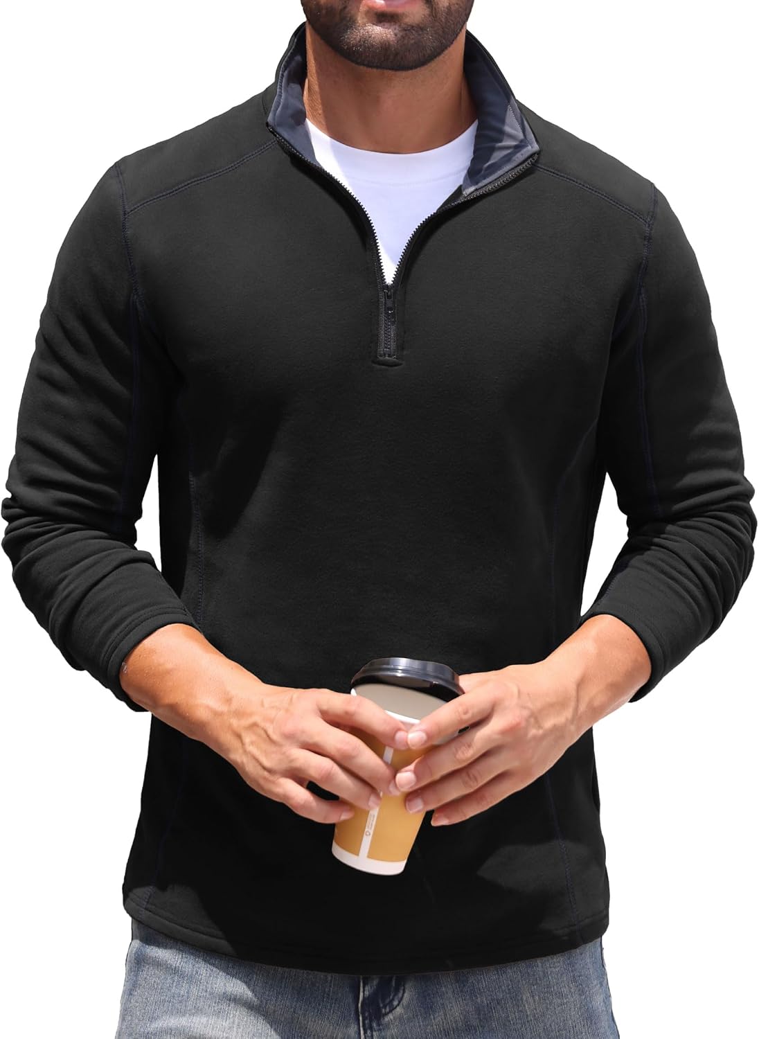 Sailwind Mens Quarter Zip Sweatshirt Fleece Long Sleeve Pullover Casual Mock Neck Polo Sweater
